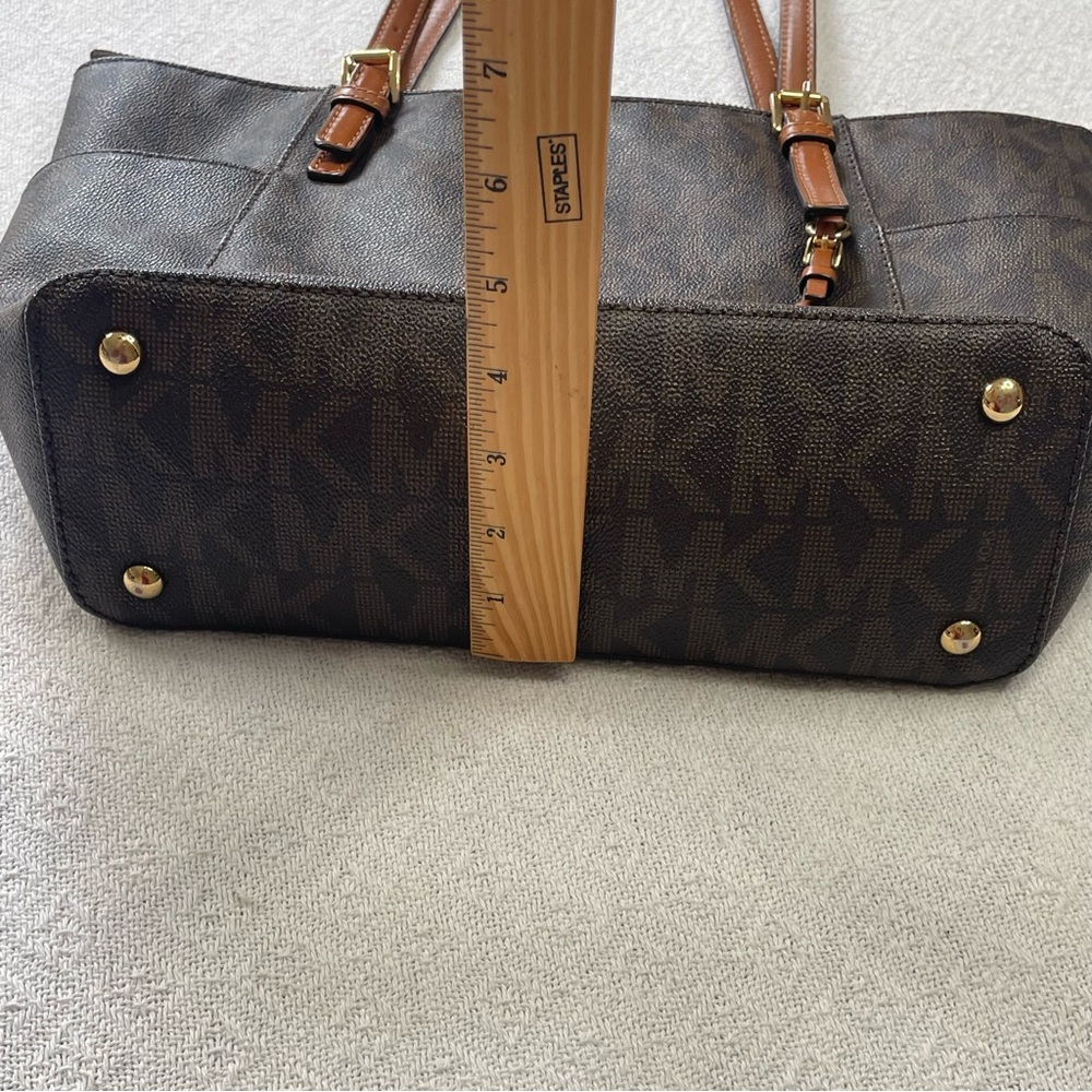 Michael Kors Brown MK Monogram Tote Bag~ Sophisticated Casual - Picture 6 of 15